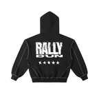 Contrast-Stitched Boxy Fleece Zip Hoodie