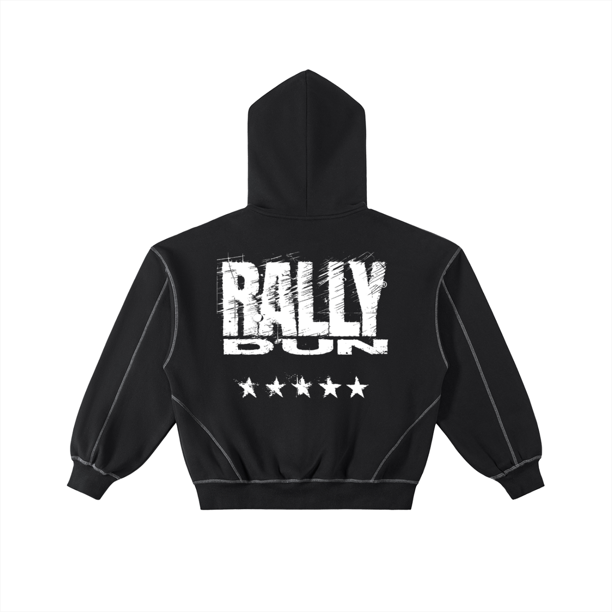 Contrast-Stitched Boxy Fleece Zip Hoodie