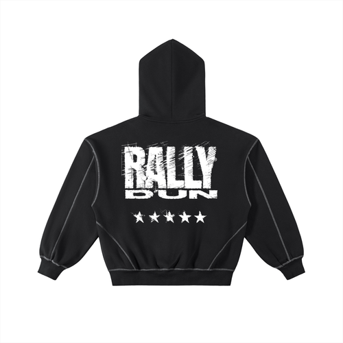 Contrast-Stitched Boxy Fleece Zip Hoodie
