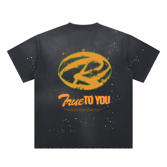 Hand-Frayed Sunfade Paint Splatter T-Shirt