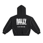 Contrast-Stitched Boxy Fleece Hoodie